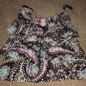 Women's Ruffle Multicolor Tankini Top